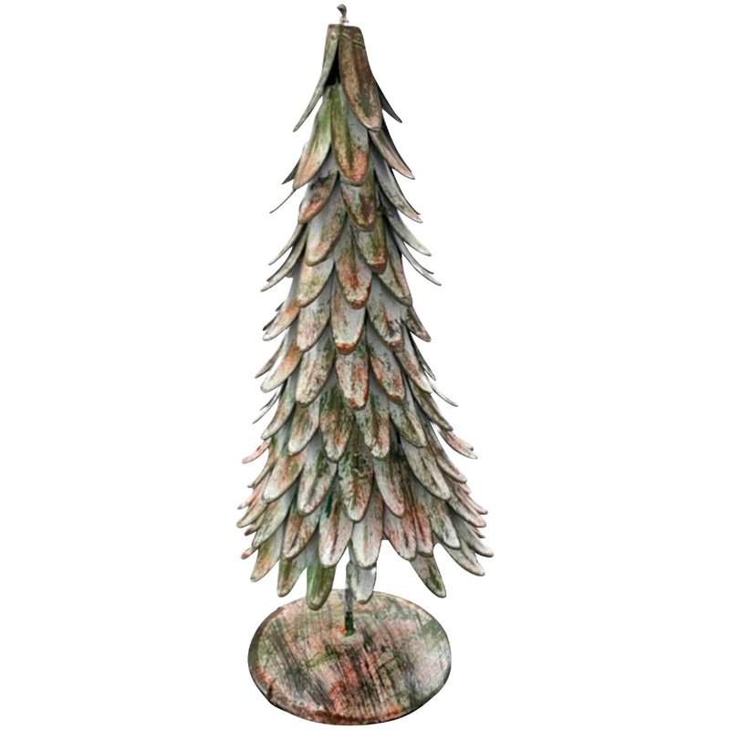 12 In. White Wash Metal Christmas Tree
