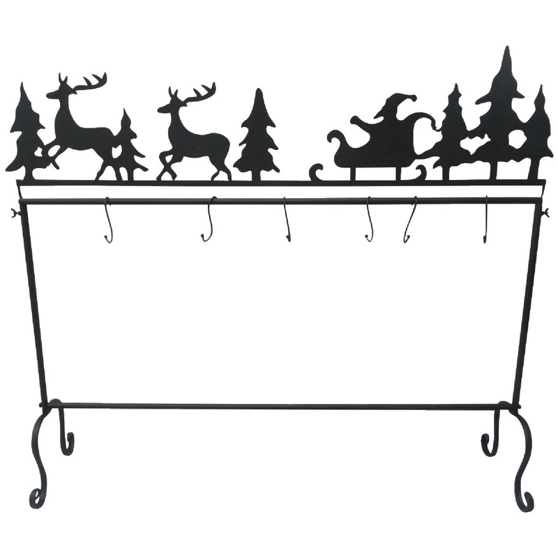 6-Stocking Metal Free-Standing Santa & Reindeer Stocking Holder