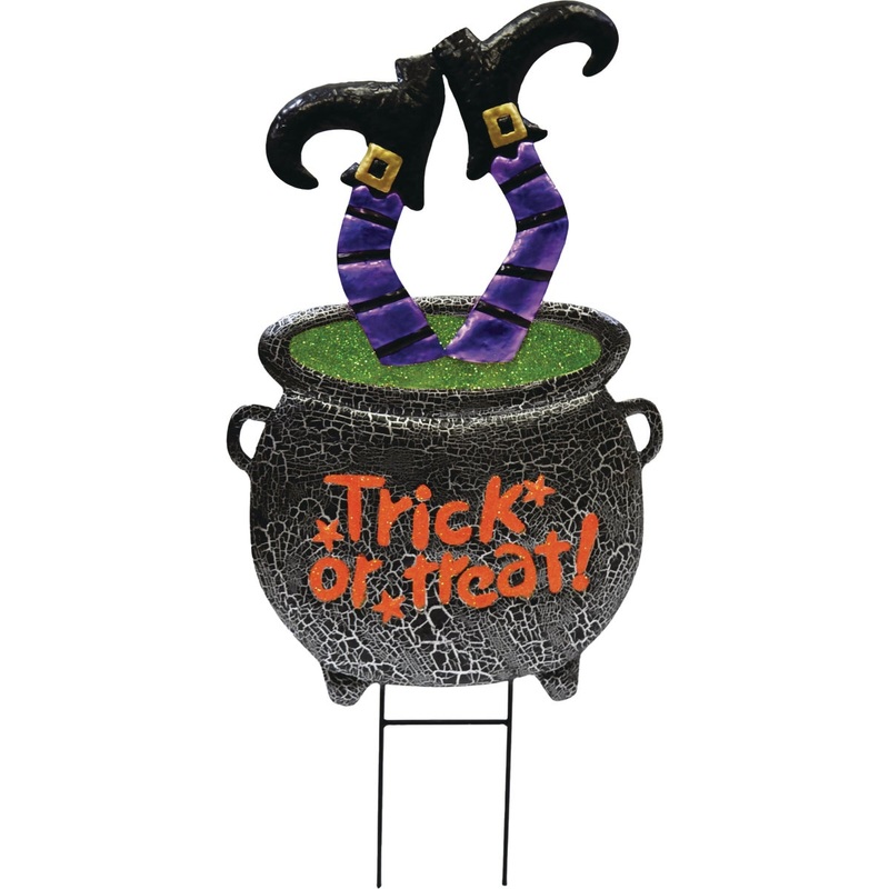 30.7 In. Metal Upside Down Witch’s Legs Painted Metal Yard Stake