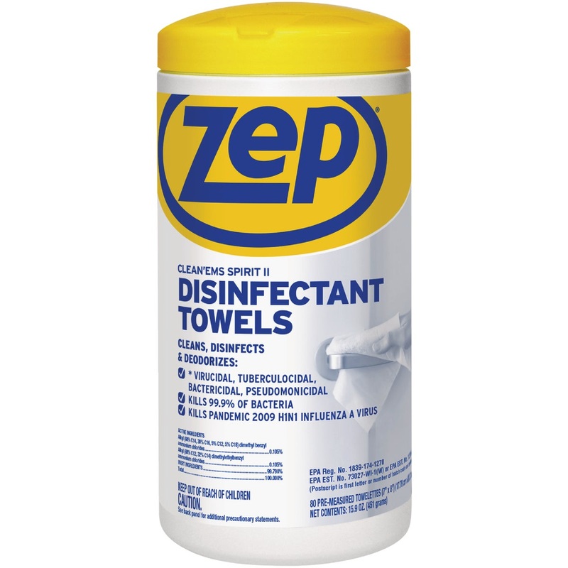 Zep Clean’ems Spirit II Disinfectant Towelettes (80-Count)