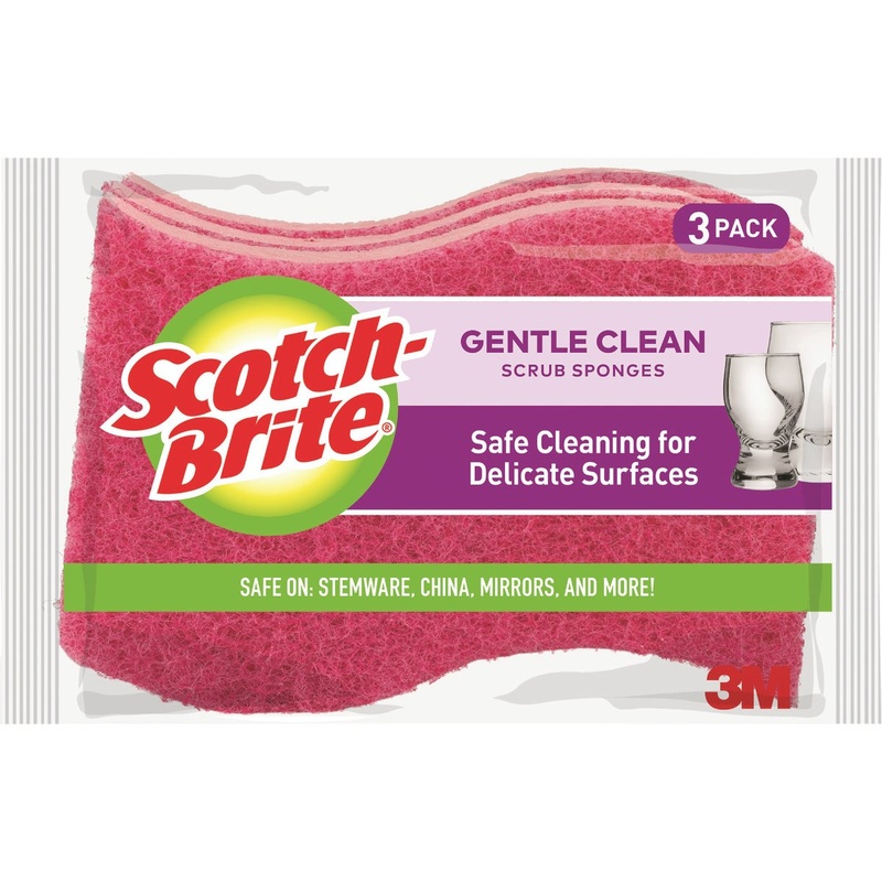 3M Scotch-Brite 4.4 In. x 2.6 In. Pink Delicate Scrub Sponge (3-Count)