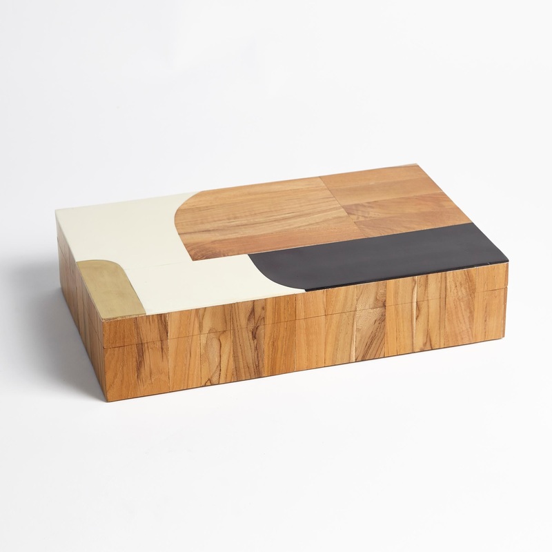 Wooden Inlaid Boxes Black/Ivory