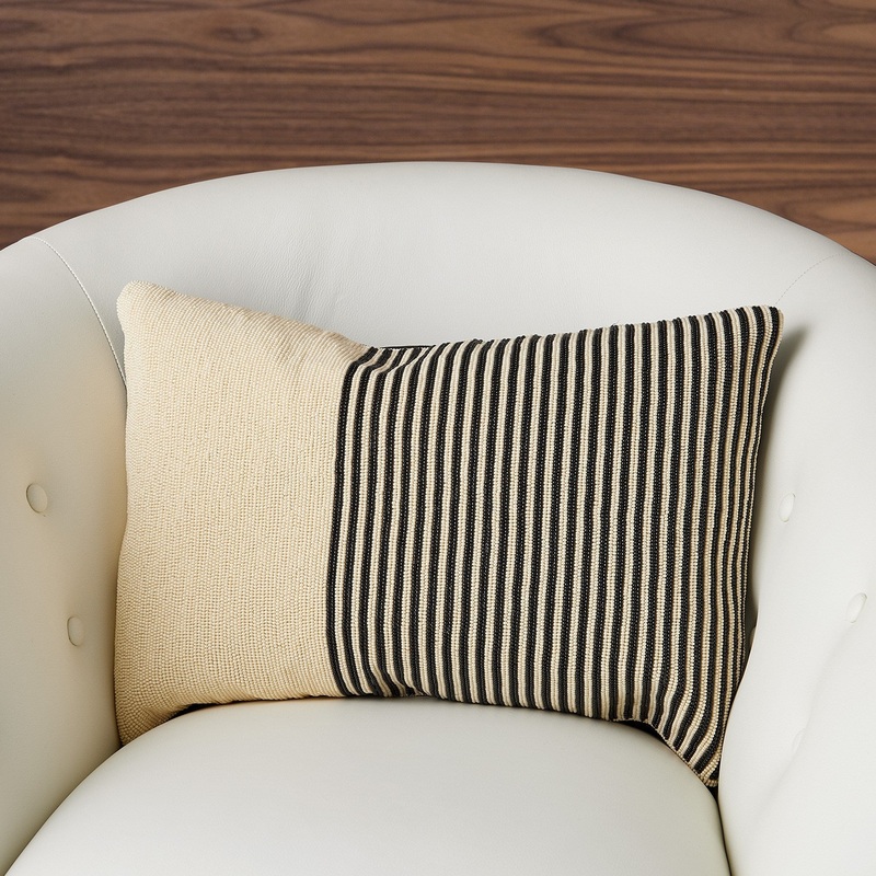 Striped Beaded Lumbar Pillow