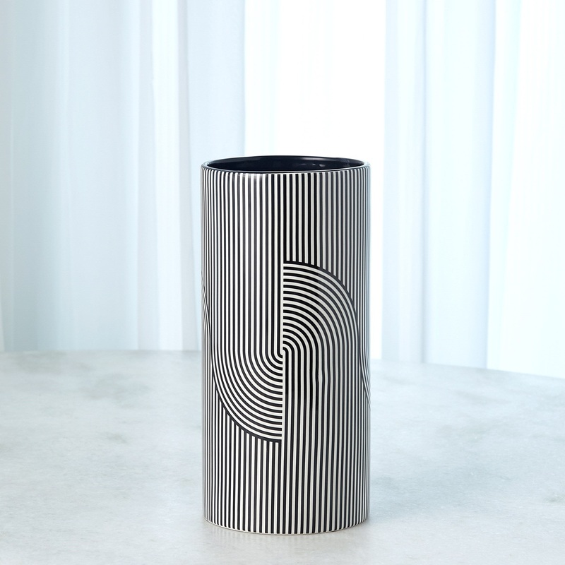 Striped Cylinder Vases Black/White