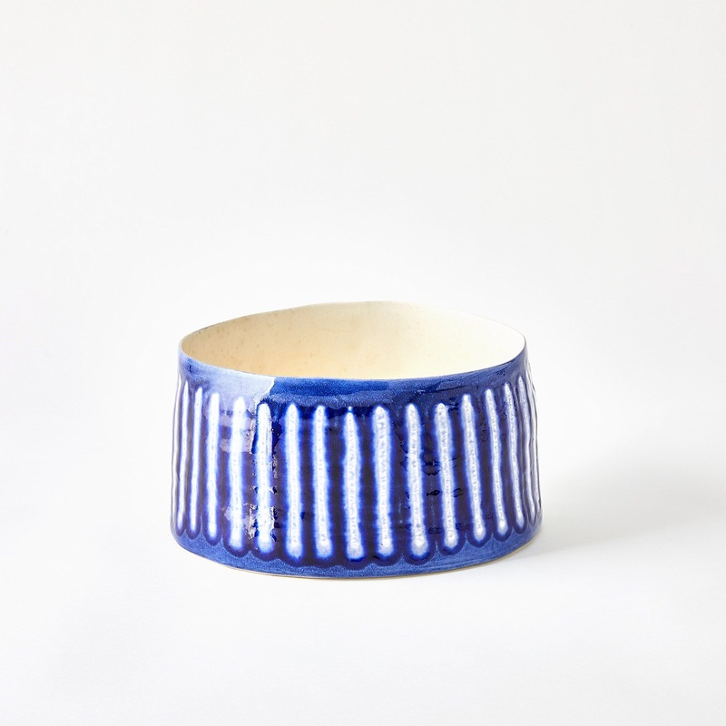 Striped Organic Pot Cobalt