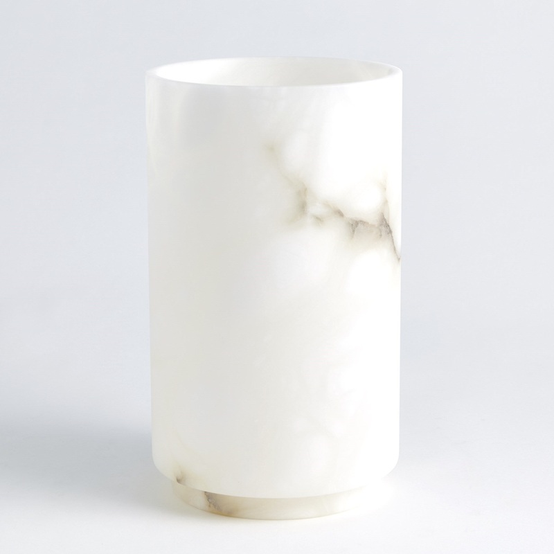 Alabaster Cylinder Vases White