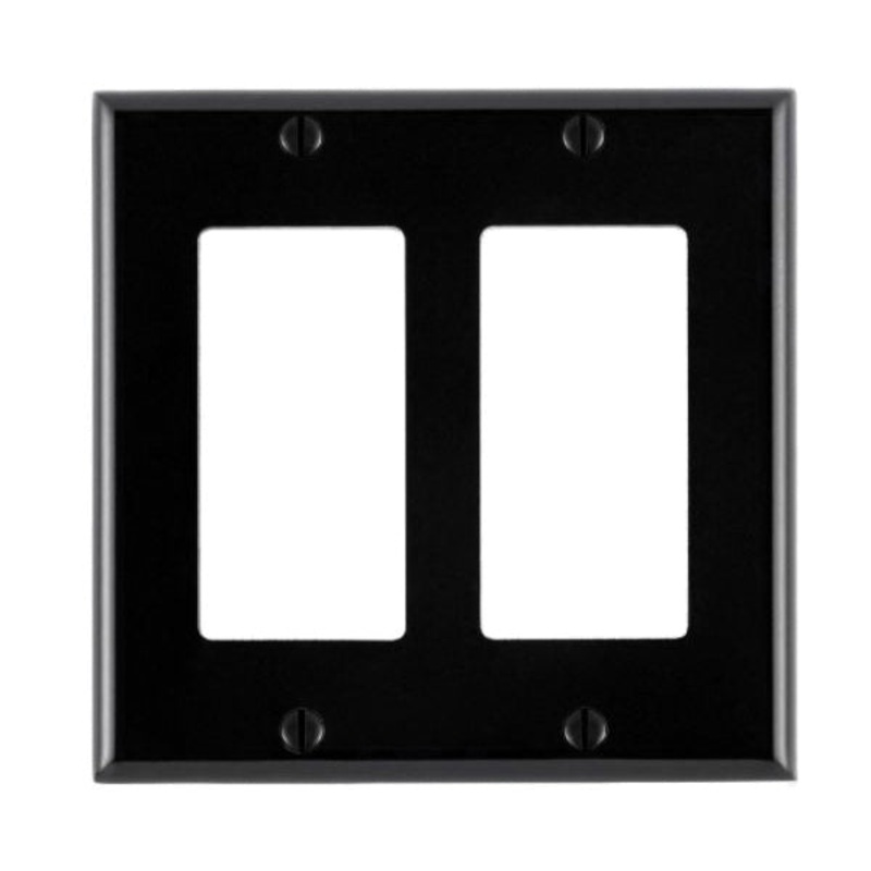 Decora 80409-E Duplex GFCI Standard Wallplate, 2 -Gang, Thermoset, Black