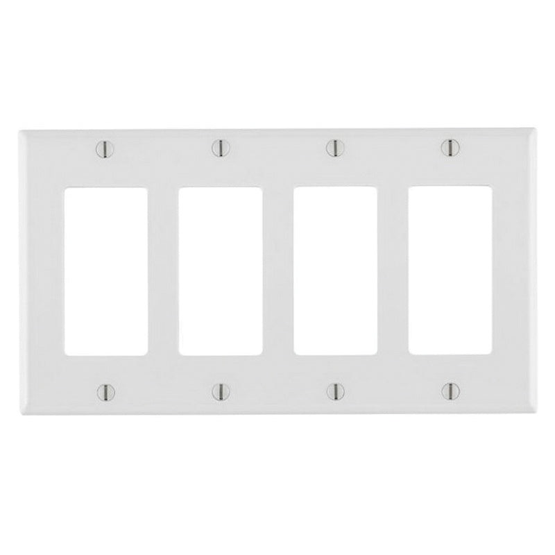 Decora 80412-W Wallplate, 4 -Gang, Thermoset, White