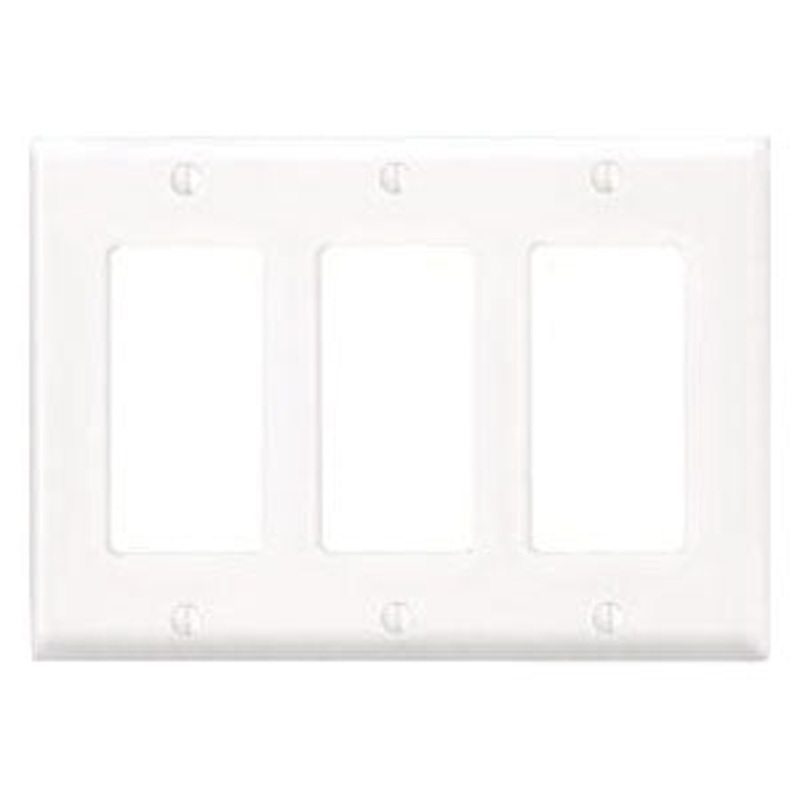 Leviton 80411-W Wallplate, 3 -Gang, Thermoset, White